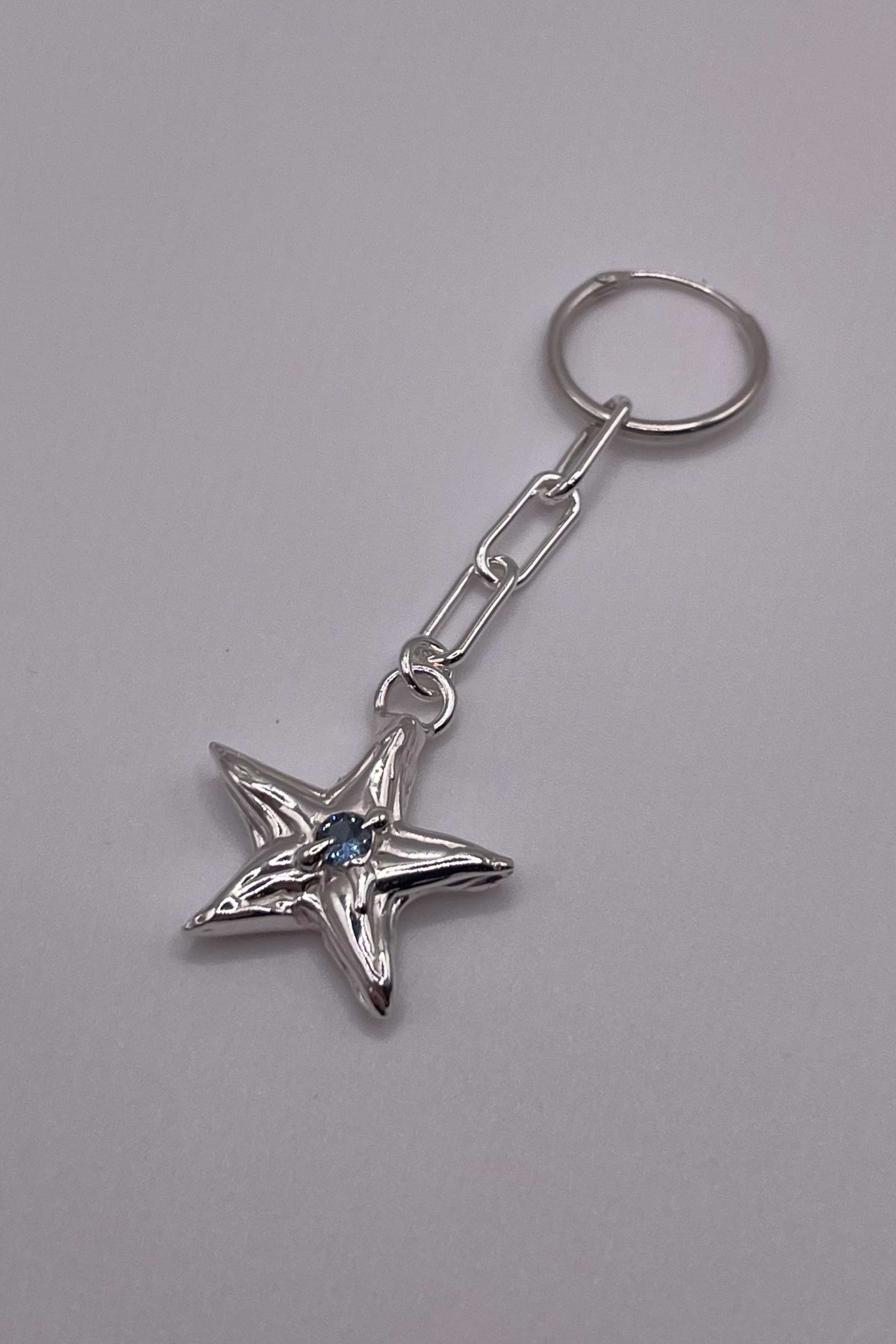 Falling star earring | Sterling Silver + Blue Sapphire