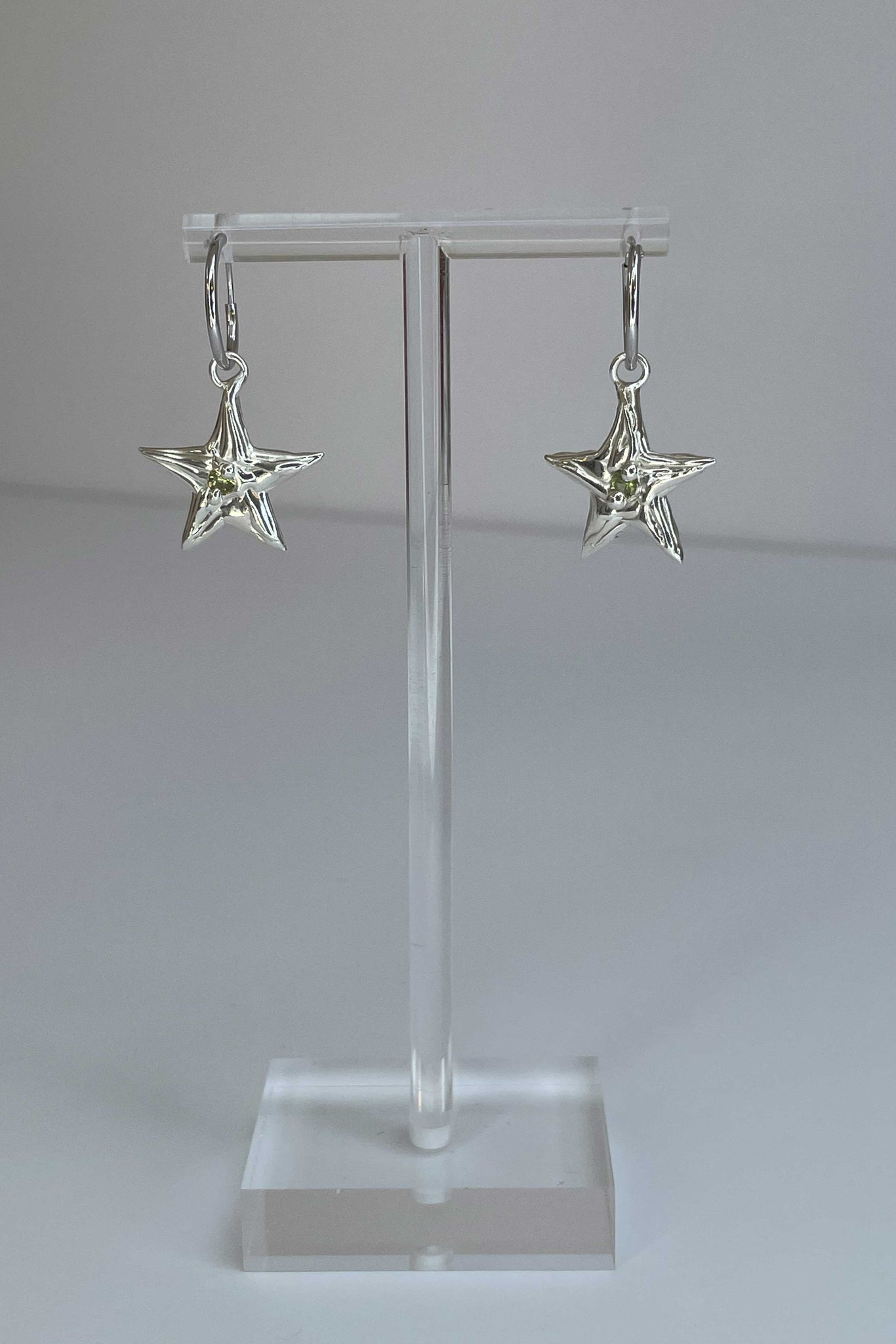 Star Earrings | Sterling Silver + Ruby