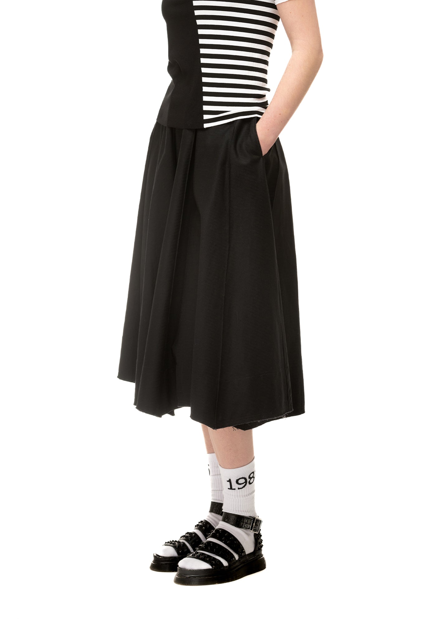 Canvas Skirt | Cotton Herringbone | Black