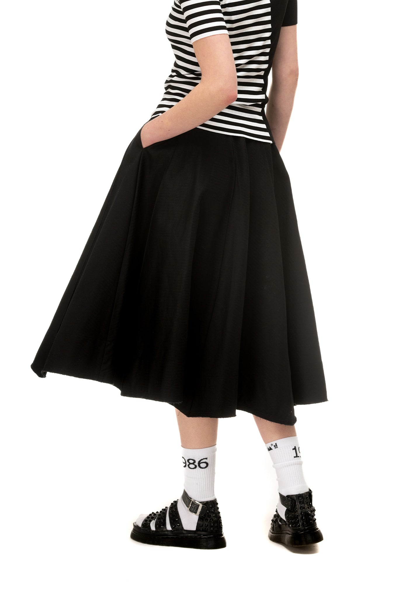 Canvas Skirt | Cotton Herringbone | Black