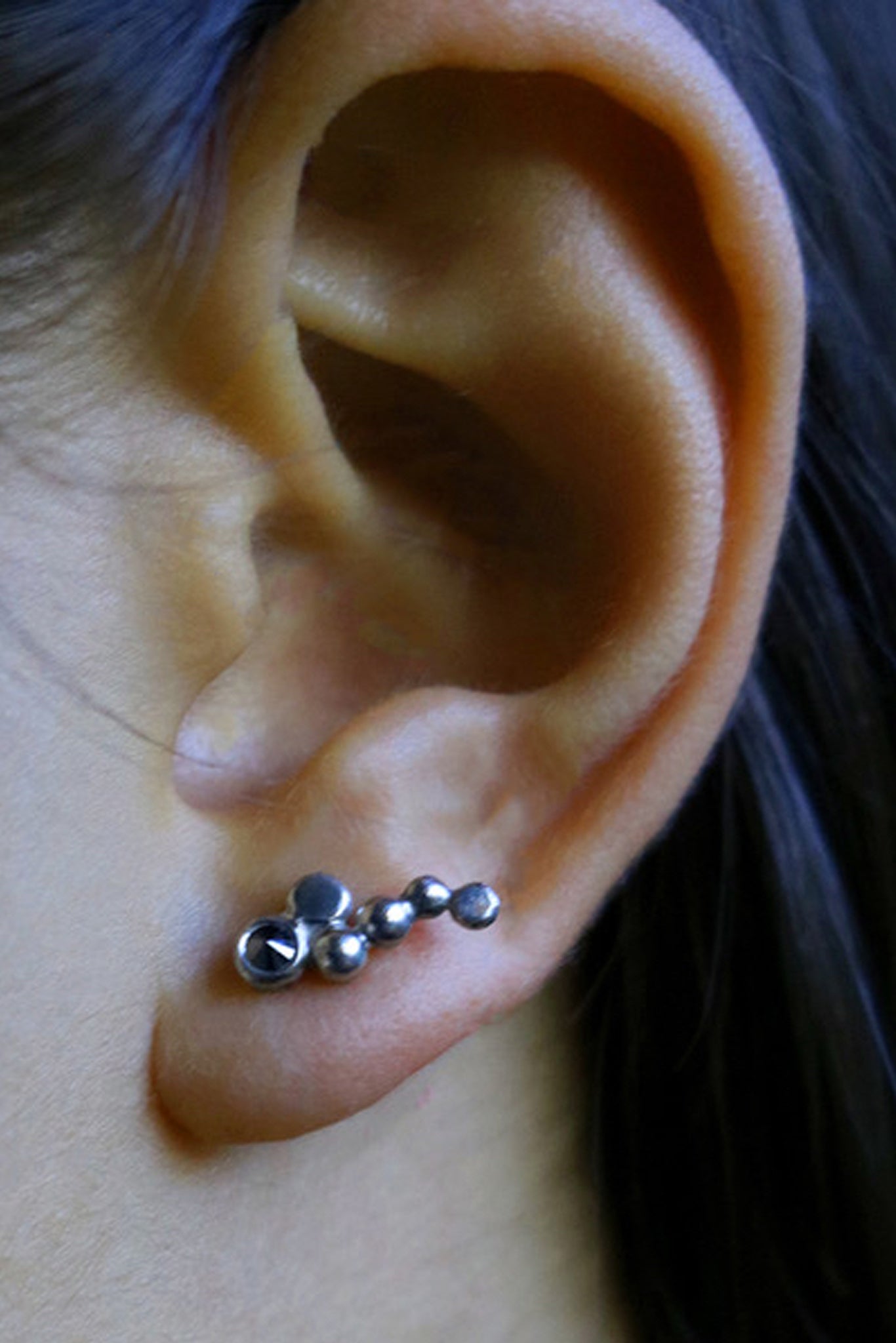 Climber Earrings | Sterling silver w. black diamonds