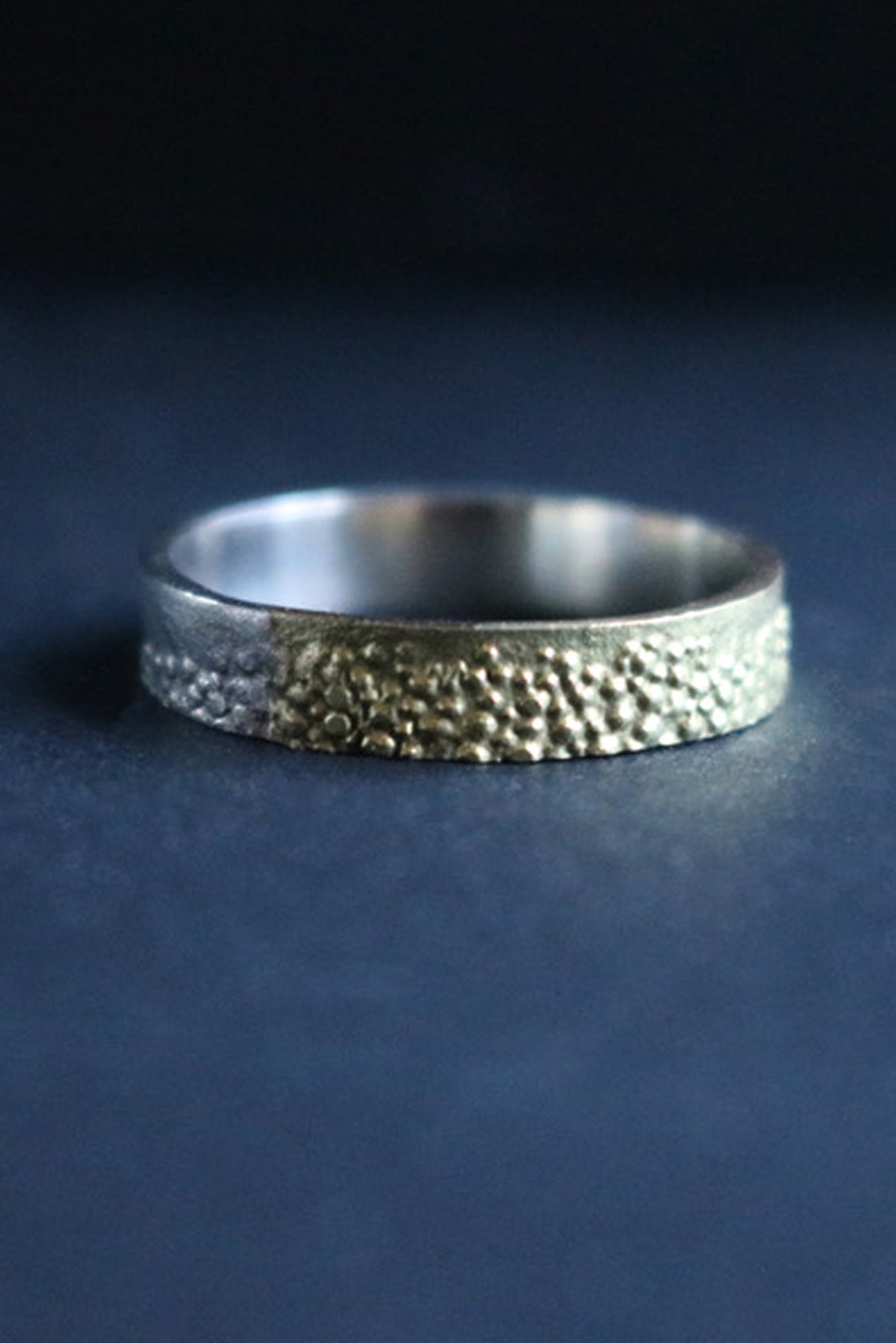 Medium Weight Texture Band | Sterling Silver & 18ct Gold