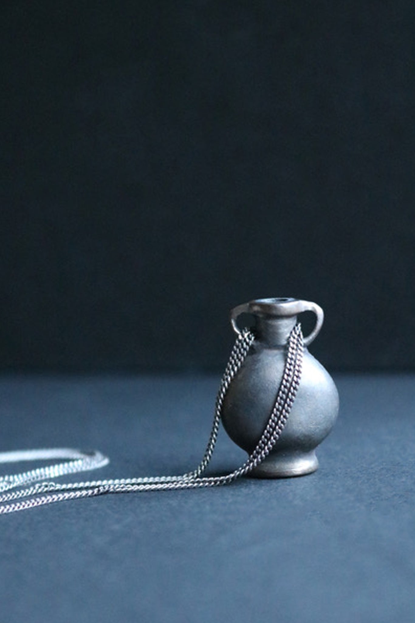 Tiny Vessel | Bronze Patina on Silver Double Chain